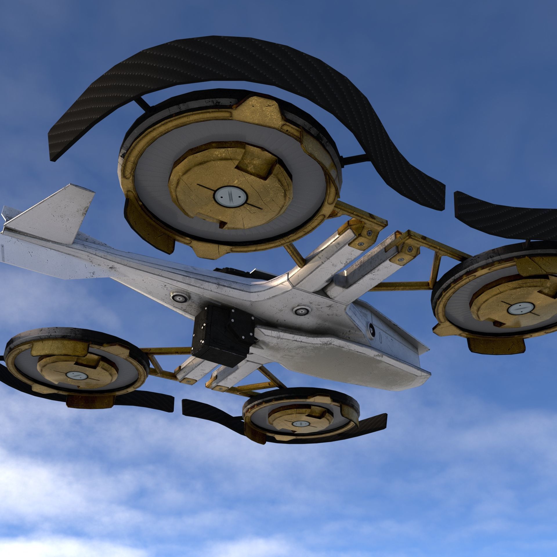 Futuristic VTOL Drone - Low Poly PBR 3D Model Low-poly 3D model_7