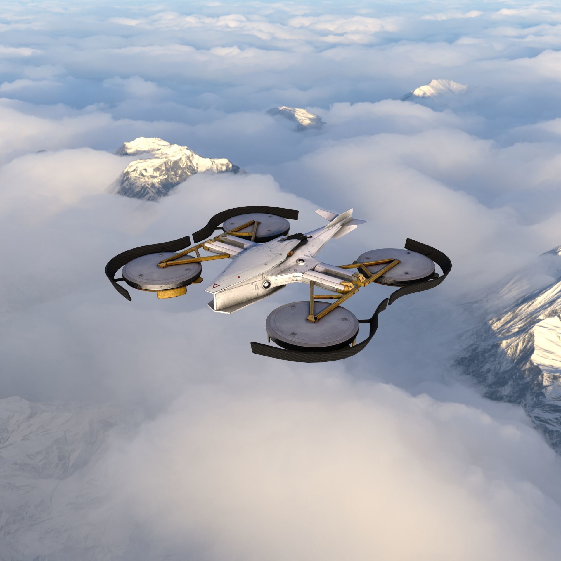 Futuristic VTOL Drone - Low Poly PBR 3D Model Low-poly 3D model_2