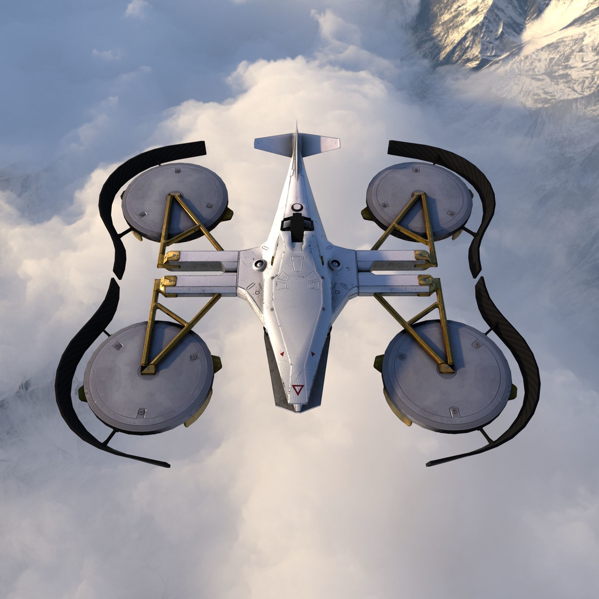 Futuristic VTOL Drone - Low Poly PBR 3D Model Low-poly 3D model_9