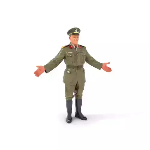 Military Officer Character Model  Rigged and Animated Low-poly 3D model