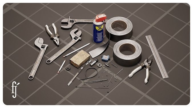 Assorted Workshop Tools and Accessories pack 3D model
