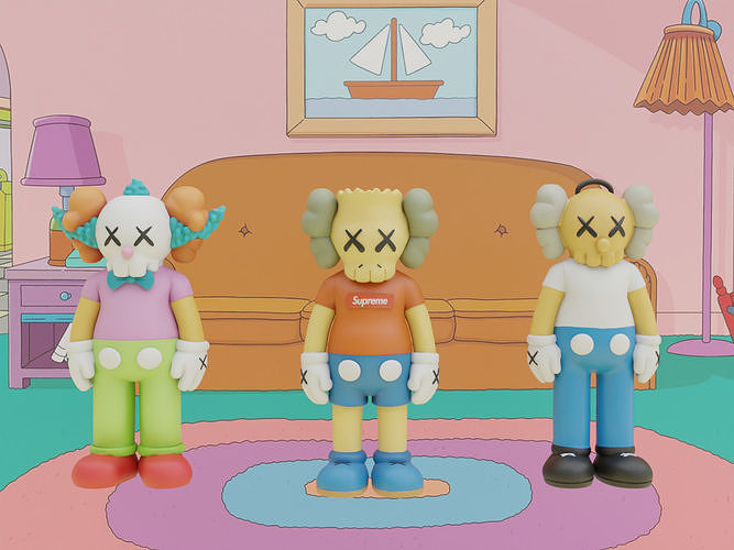 Kaws x The Simpsons Pop Art Toy Collection Bart Homer Krusty 