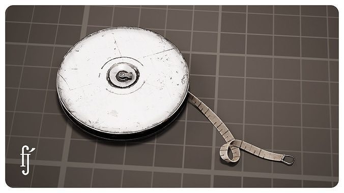 Vintage Scratched Round Metal Measuring Tape Reel 3D model