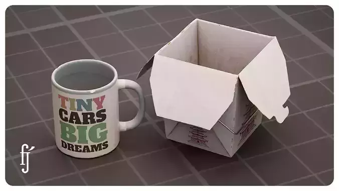 Dirty Takeout Box and Coffee Mug Set - Food Container Pack 3D model