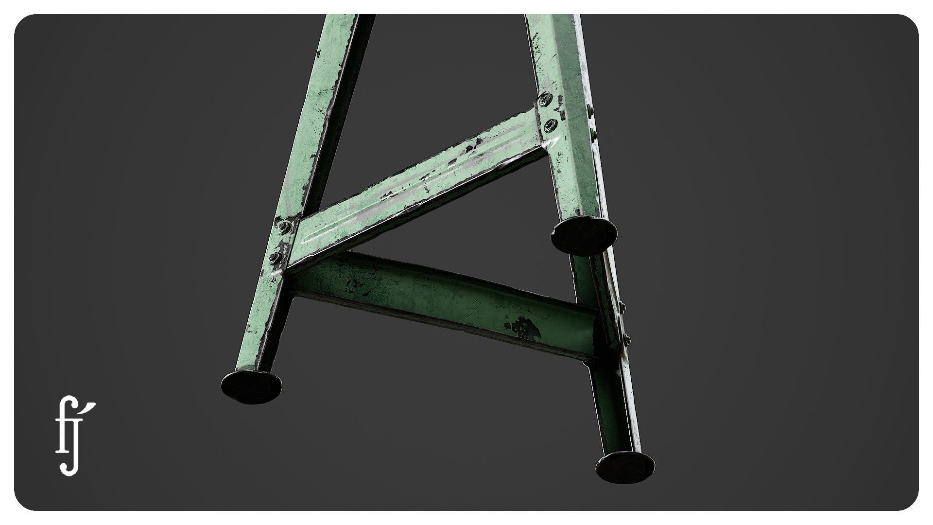 Old Industrial Workshop Bar Stool Chair 3D model_4