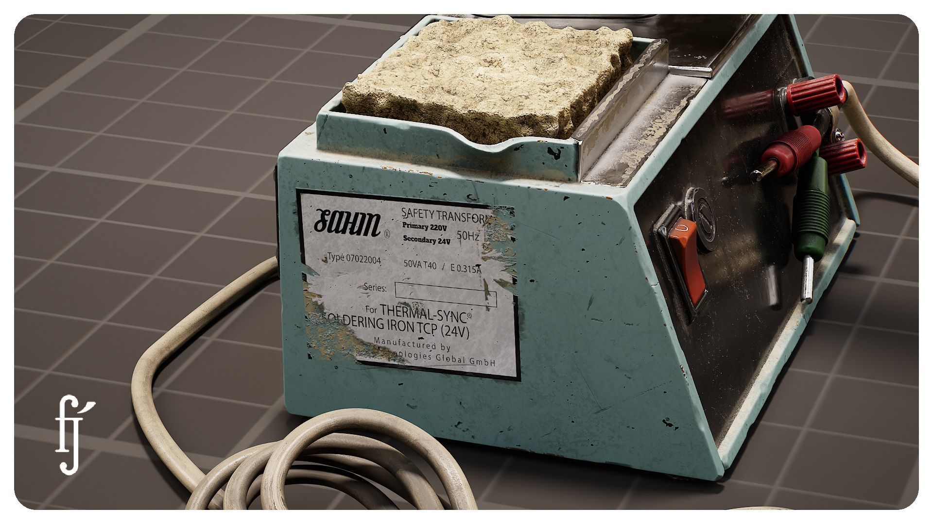 Retro Soldering Iron with Stand 3D model_6