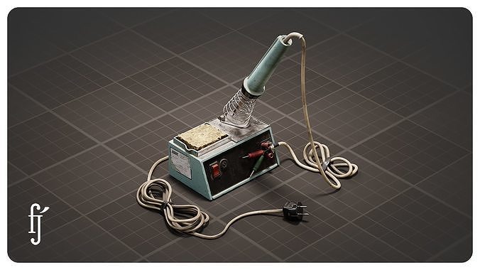 Retro Soldering Iron with Stand 3D model