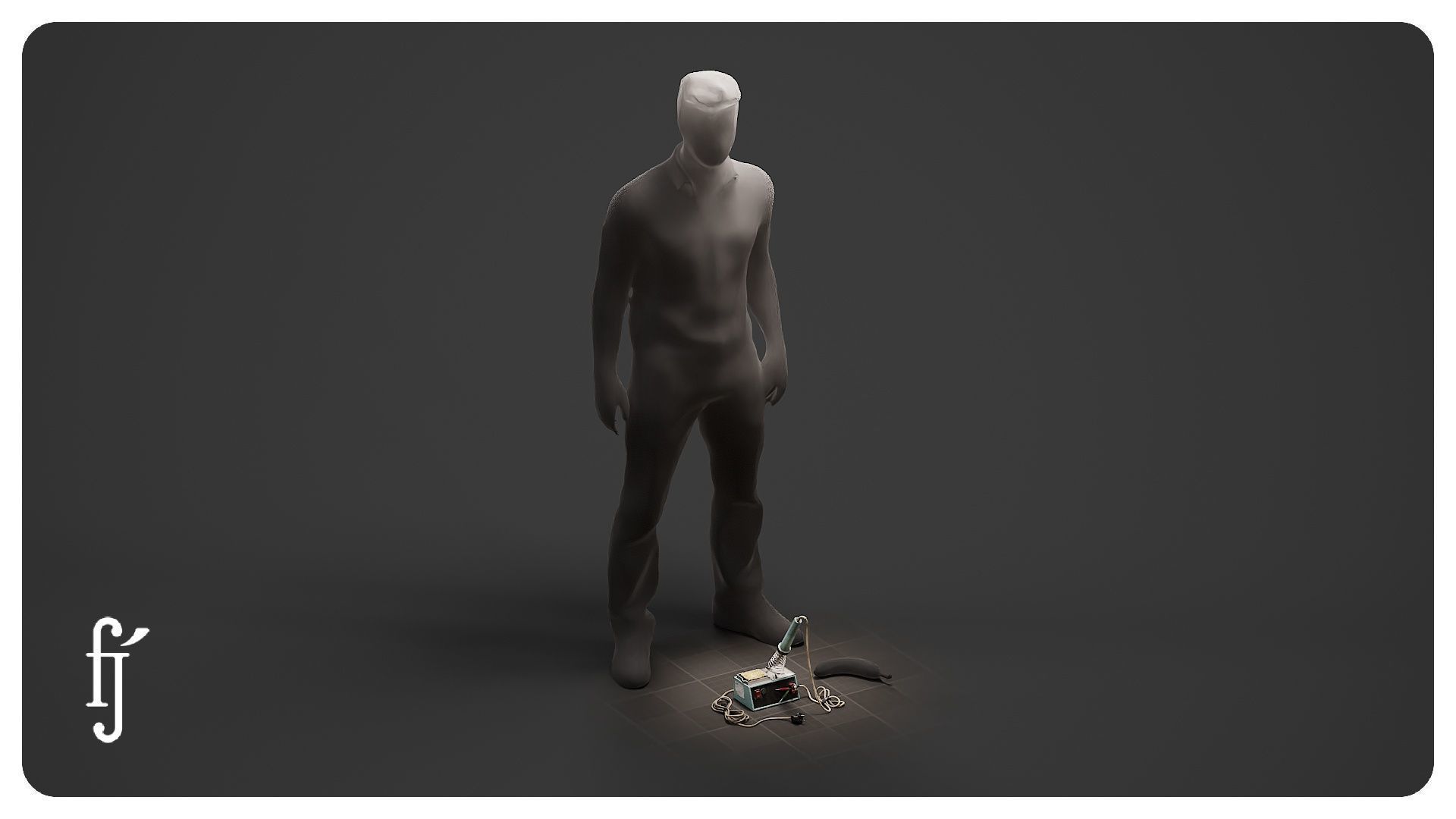 Retro Soldering Iron with Stand 3D model_9