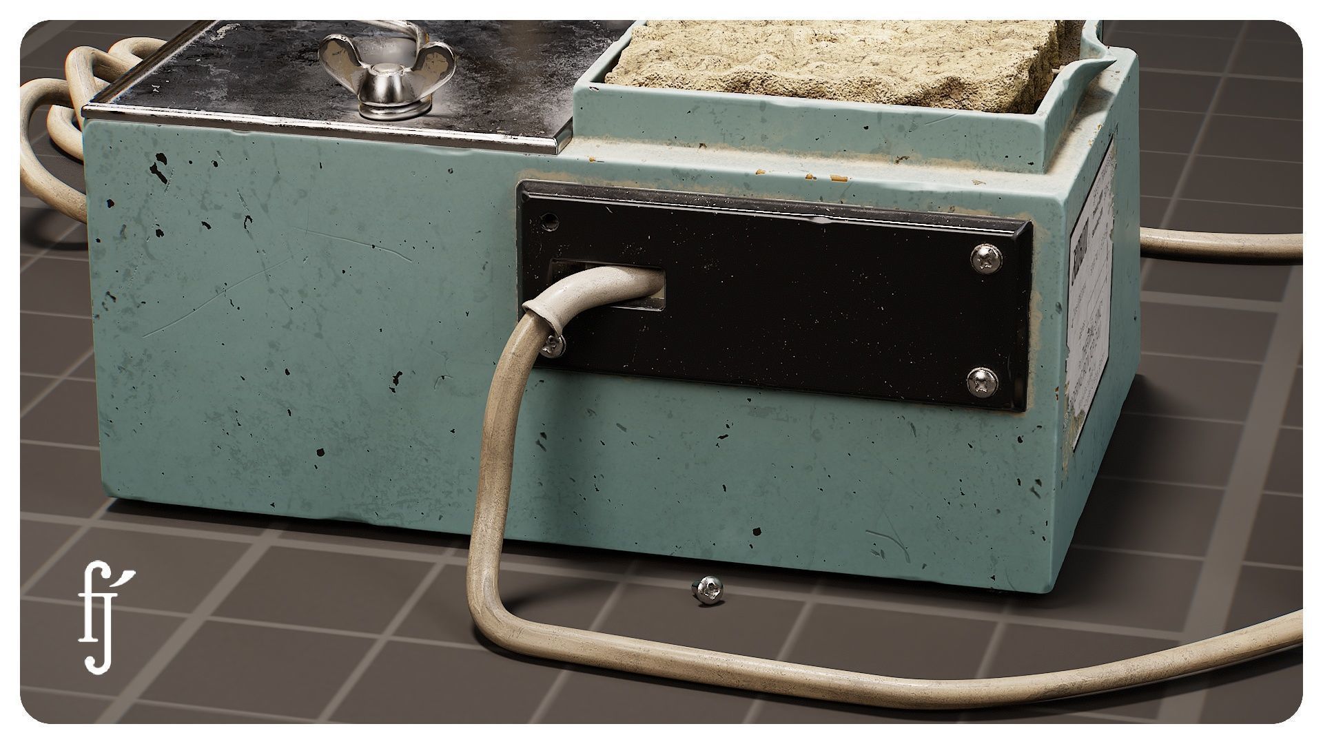 Retro Soldering Iron with Stand 3D model_4