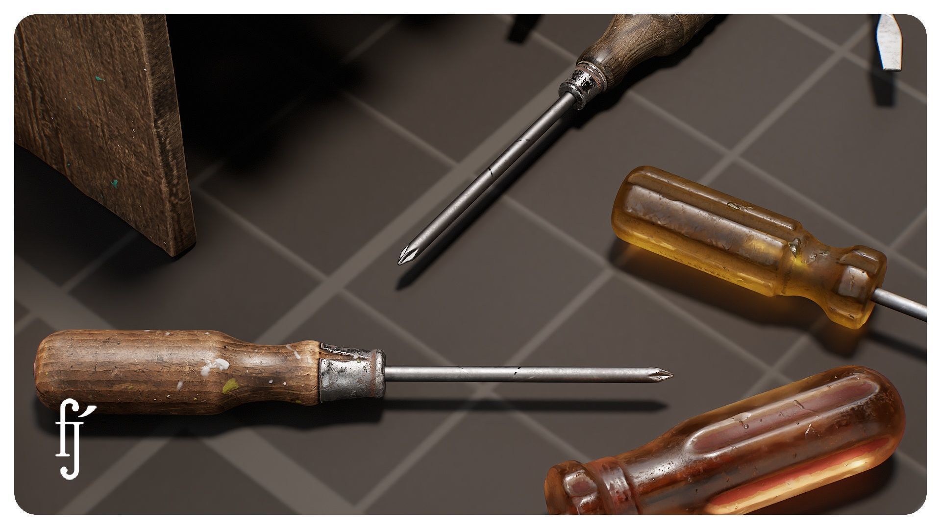 Modular Workshop Screwdriver Set with Storage Rack 3D model_6