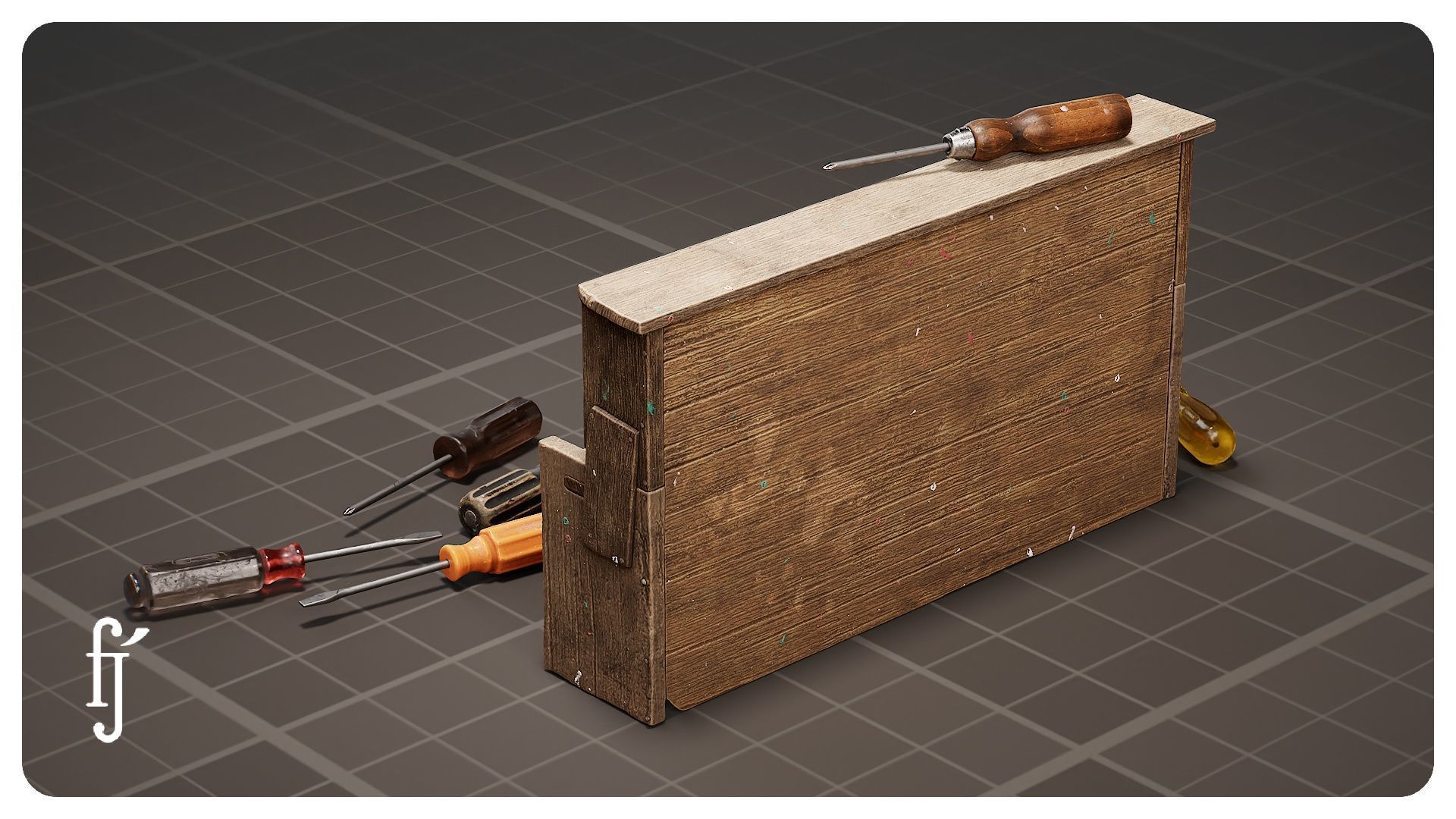 Modular Workshop Screwdriver Set with Storage Rack 3D model_3