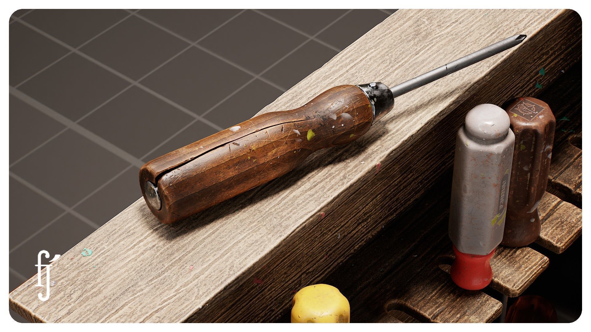 Modular Workshop Screwdriver Set with Storage Rack 3D model_5