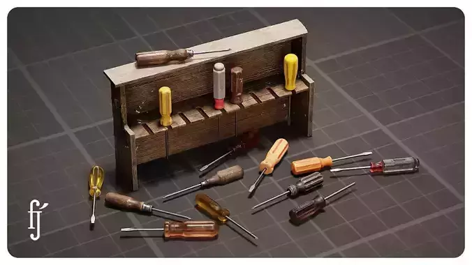 Modular Workshop Screwdriver Set with Storage Rack
