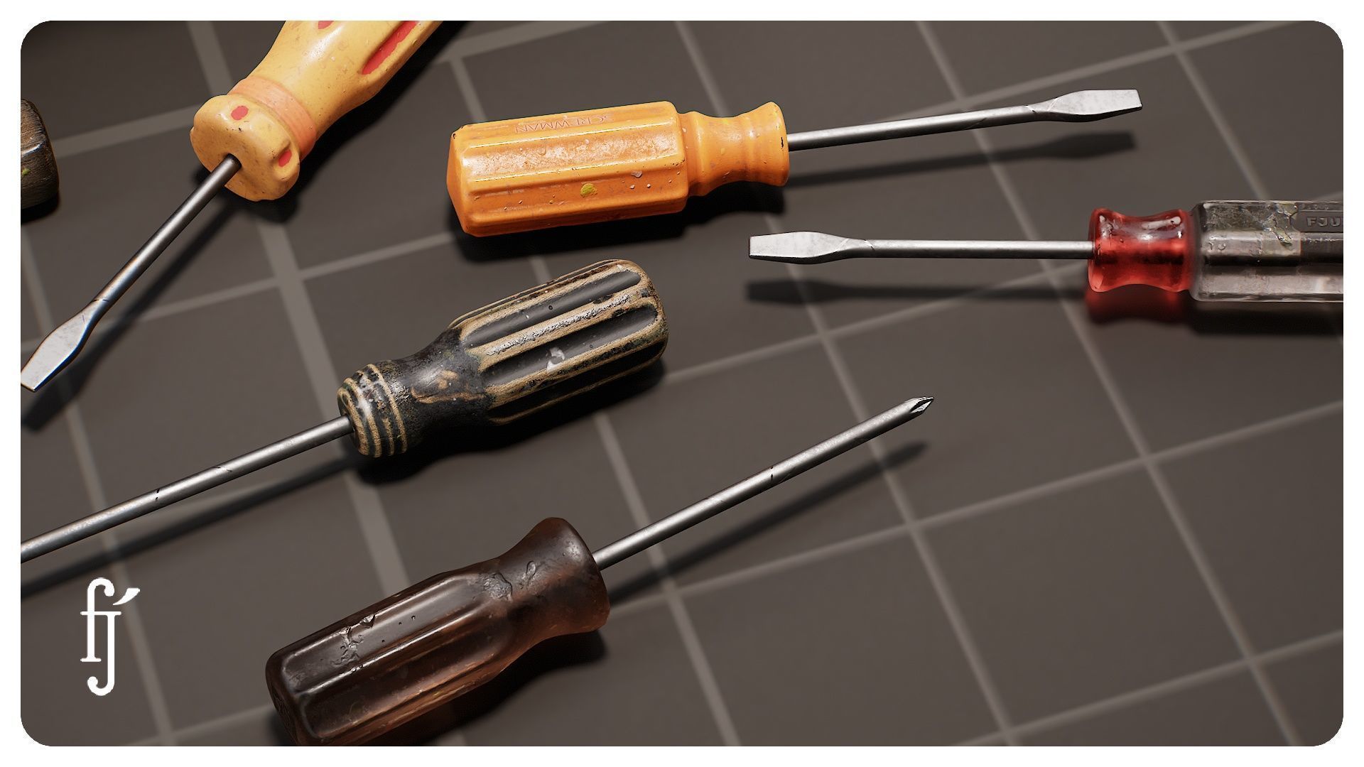 Modular Workshop Screwdriver Set with Storage Rack 3D model_8