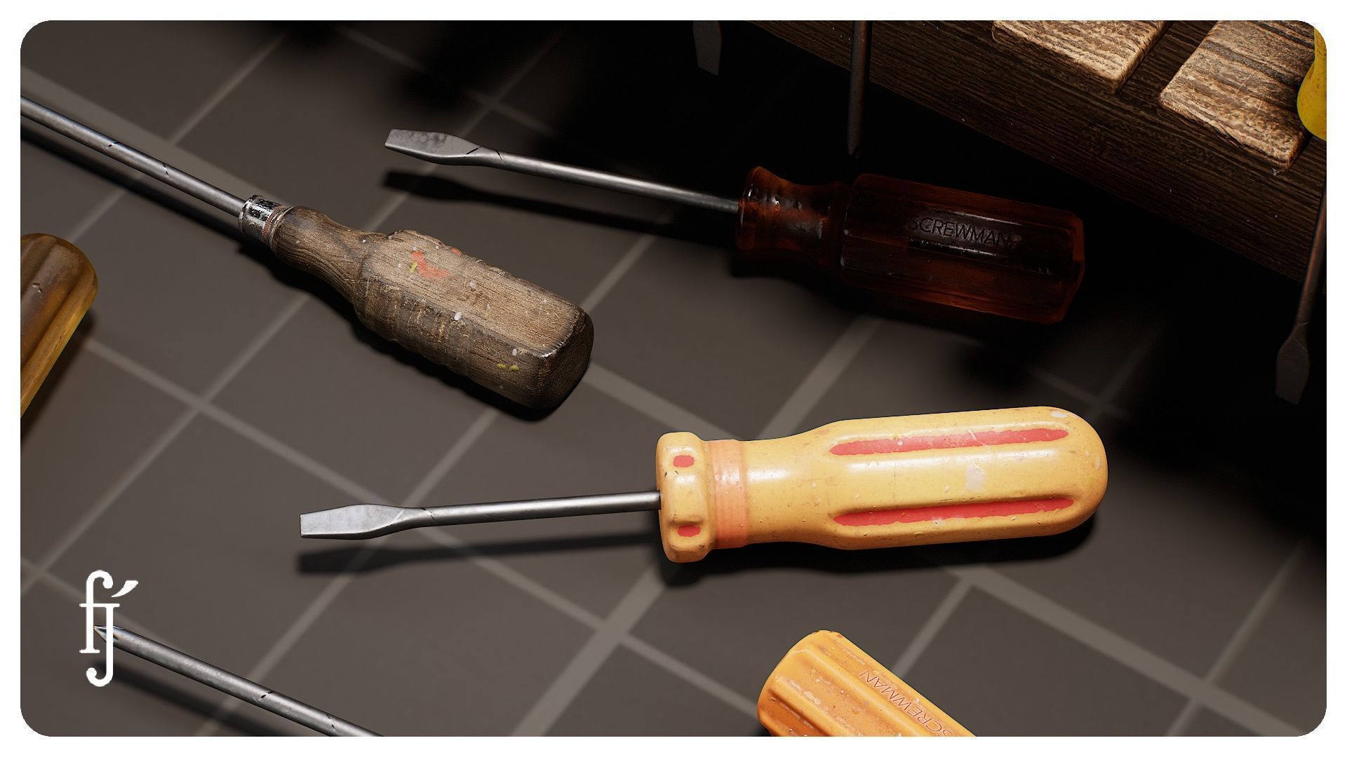 Modular Workshop Screwdriver Set with Storage Rack 3D model_7