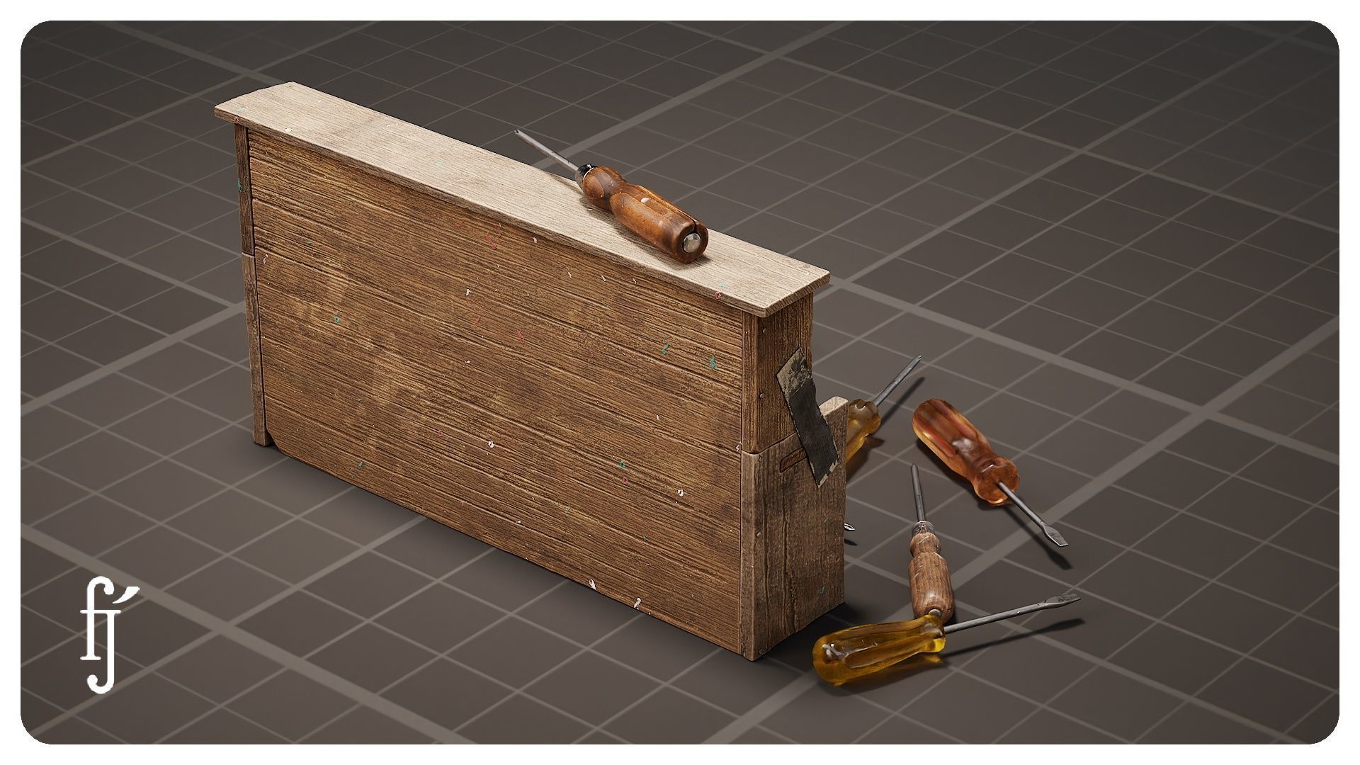 Modular Workshop Screwdriver Set with Storage Rack 3D model_4