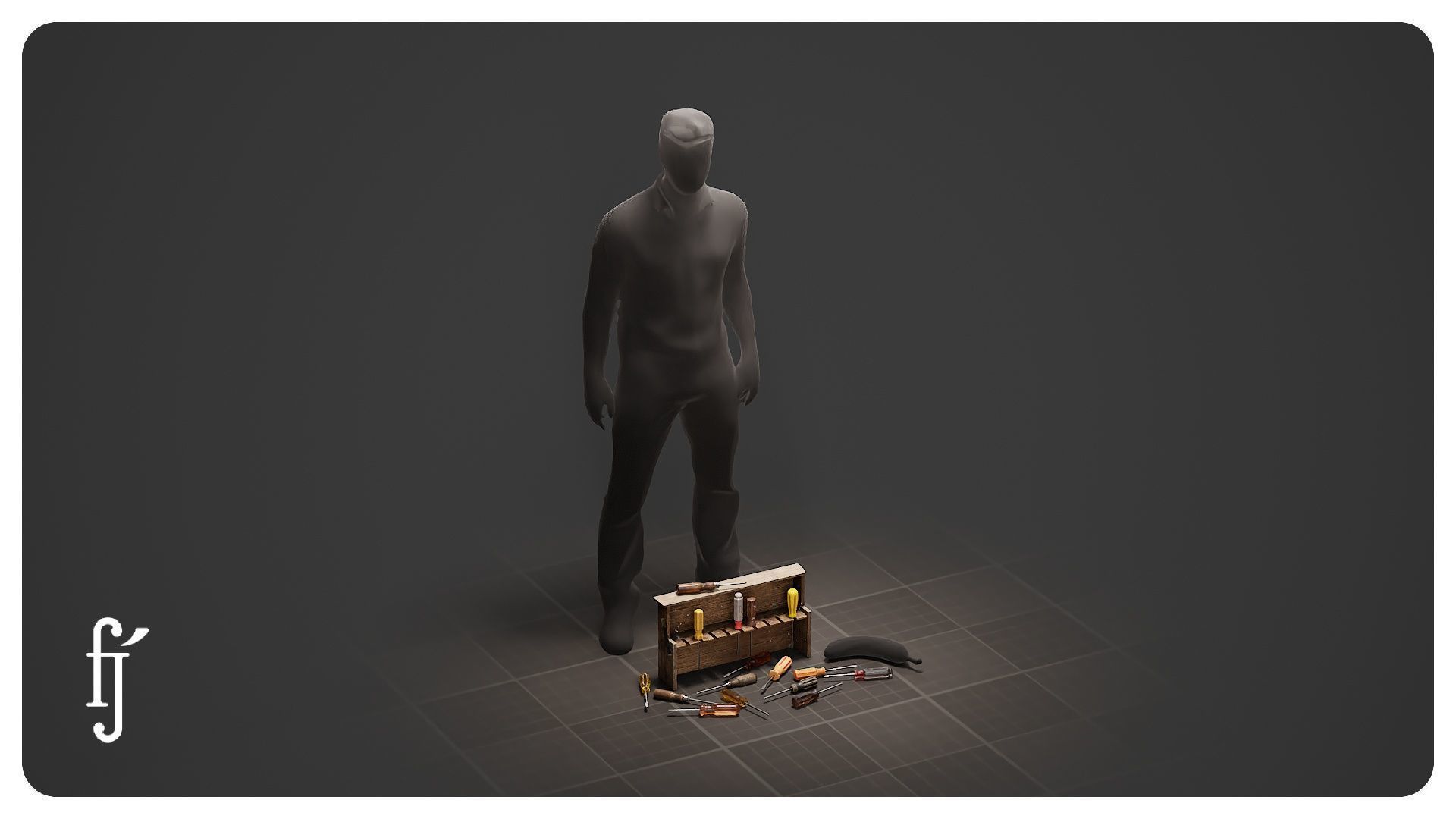 Modular Workshop Screwdriver Set with Storage Rack 3D model_10