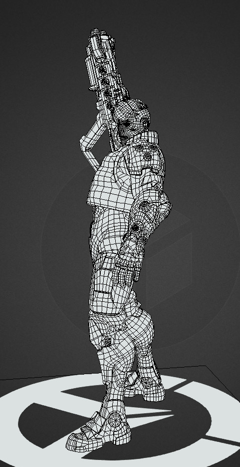 Future robot Low-poly 3D model_27