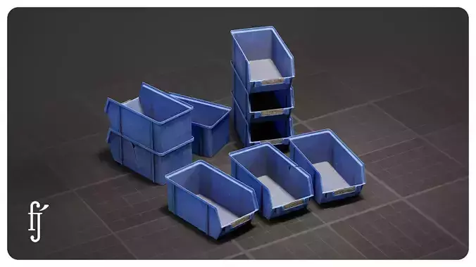 Stackable Blue Plastic Storage Bins - Parts Organizer Trays