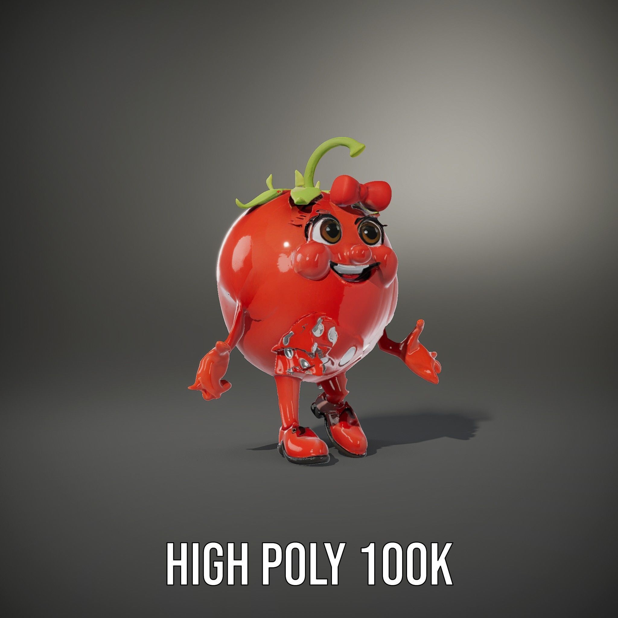 Cheerful Tomato Character Rigged and Animated Low-poly 3D model_22