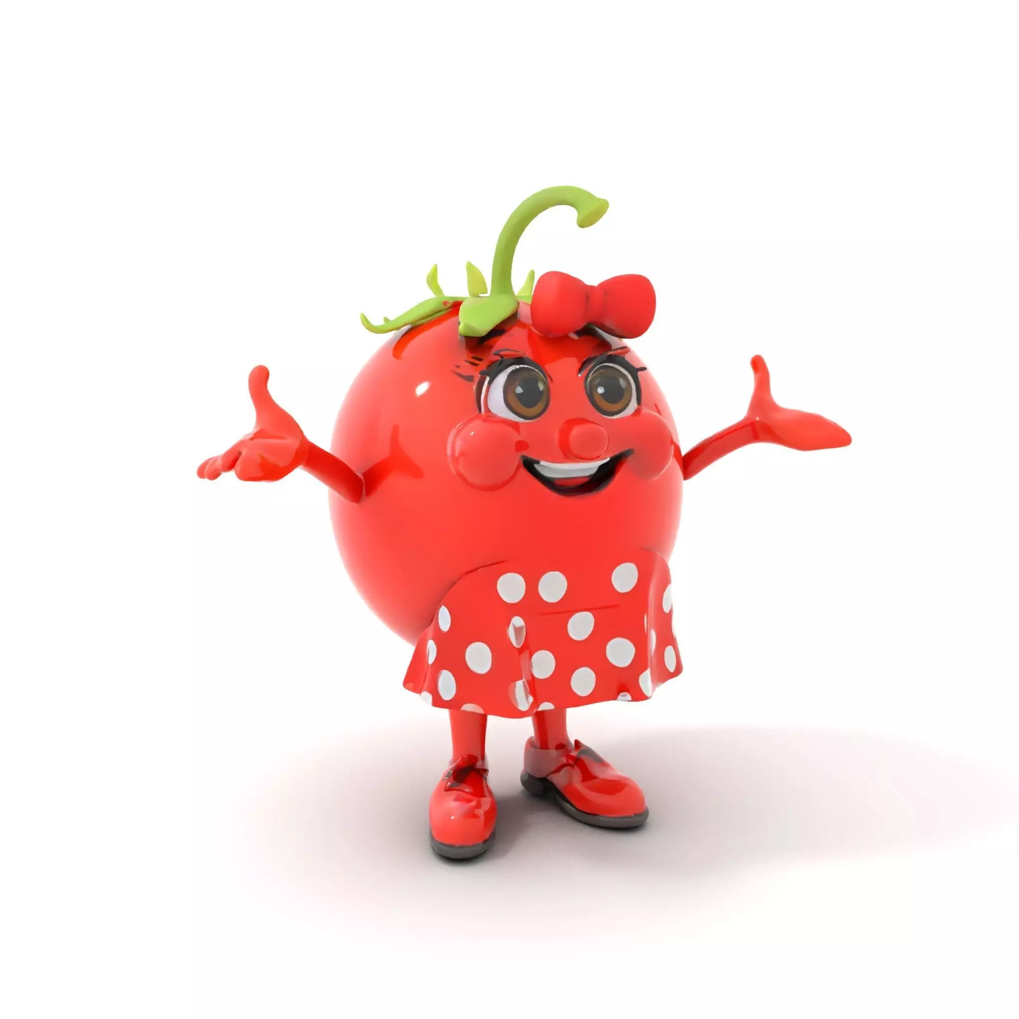 Cheerful Tomato Character Rigged and Animated Low-poly 3D model_0