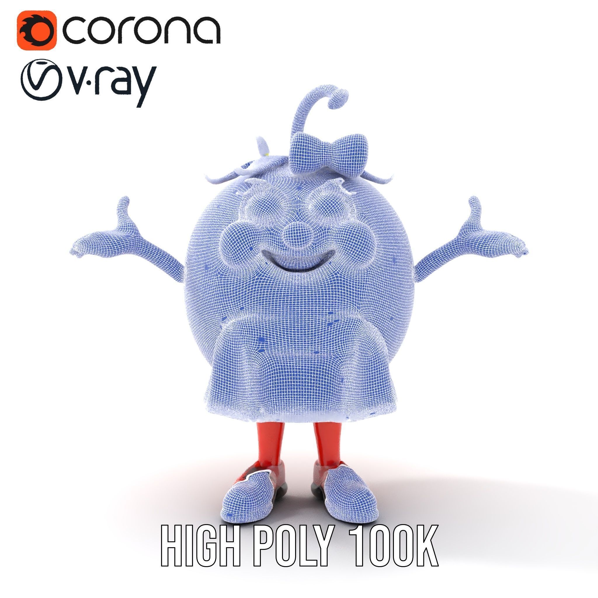 Cheerful Tomato Character Rigged and Animated Low-poly 3D model_35