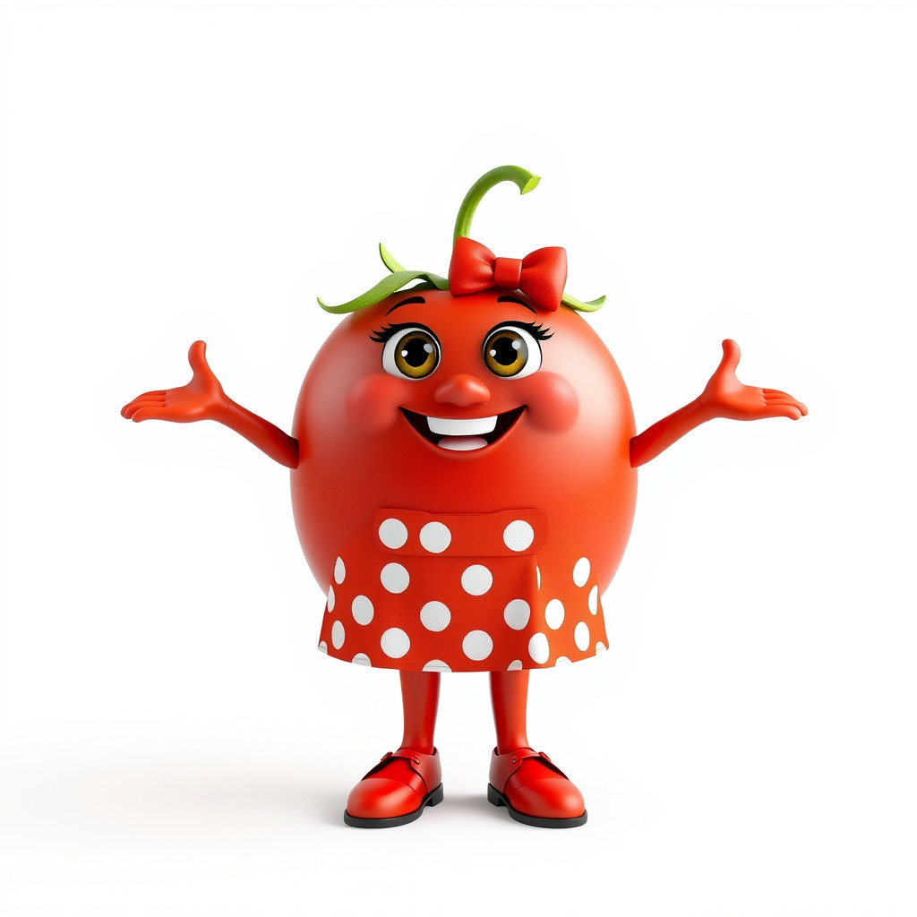 Cheerful Tomato Character Rigged and Animated Low-poly 3D model_2
