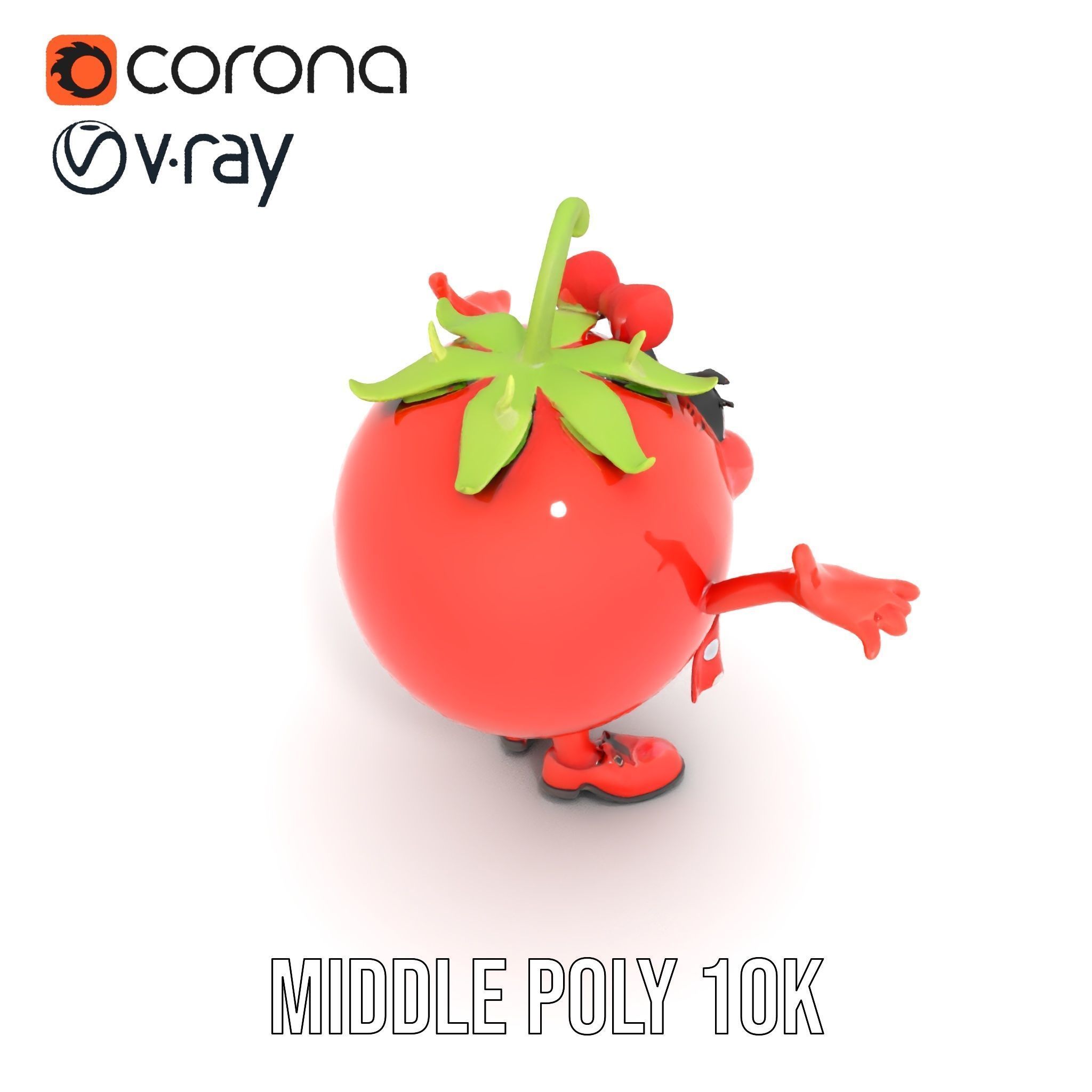 Cheerful Tomato Character Rigged and Animated Low-poly 3D model_32