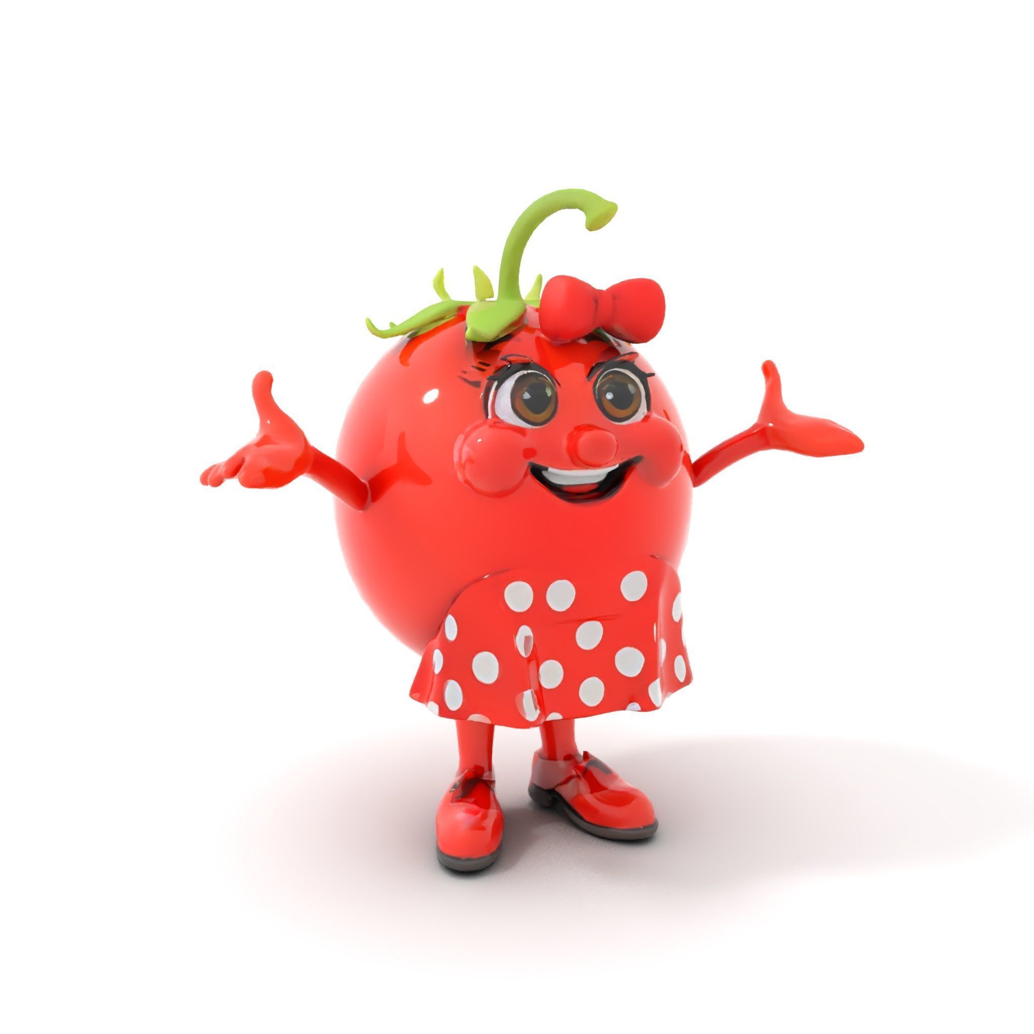 Cheerful Tomato Character Rigged and Animated Low-poly 3D model_12