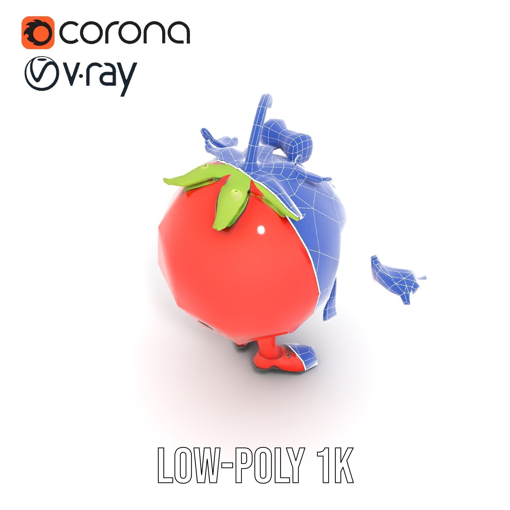 Cheerful Tomato Character Rigged and Animated Low-poly 3D model_13
