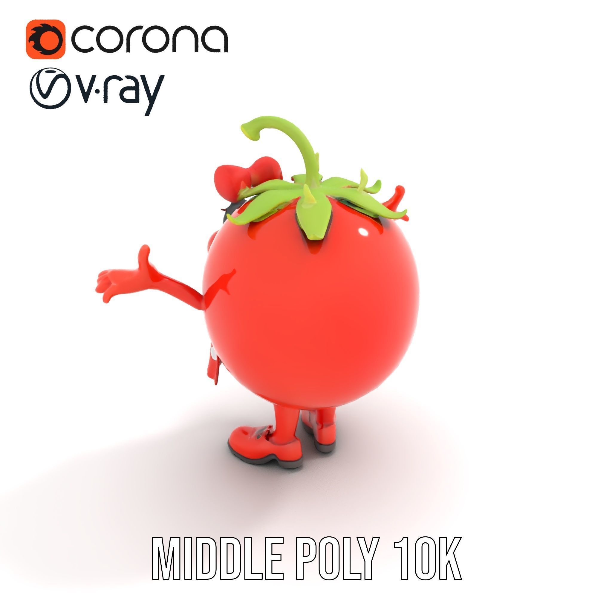 Cheerful Tomato Character Rigged and Animated Low-poly 3D model_9