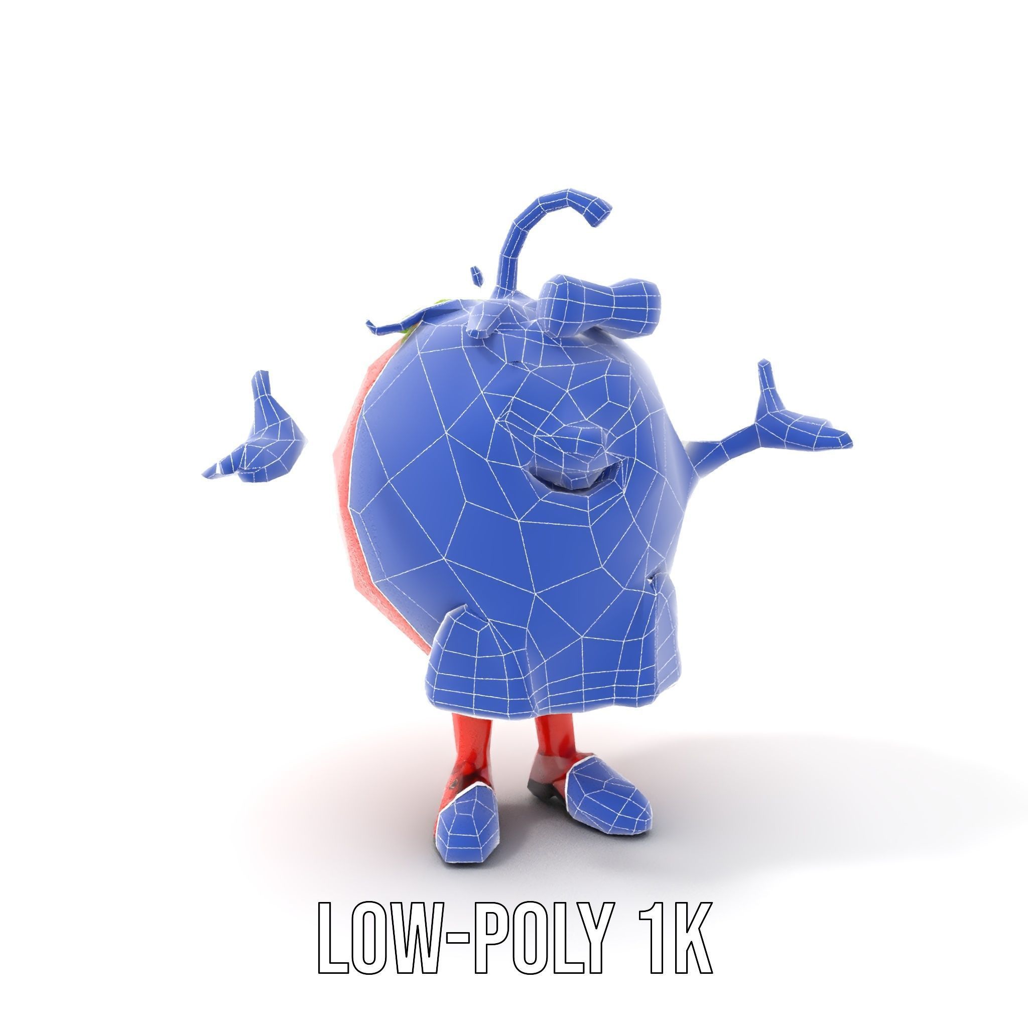 Cheerful Tomato Character Rigged and Animated Low-poly 3D model_7