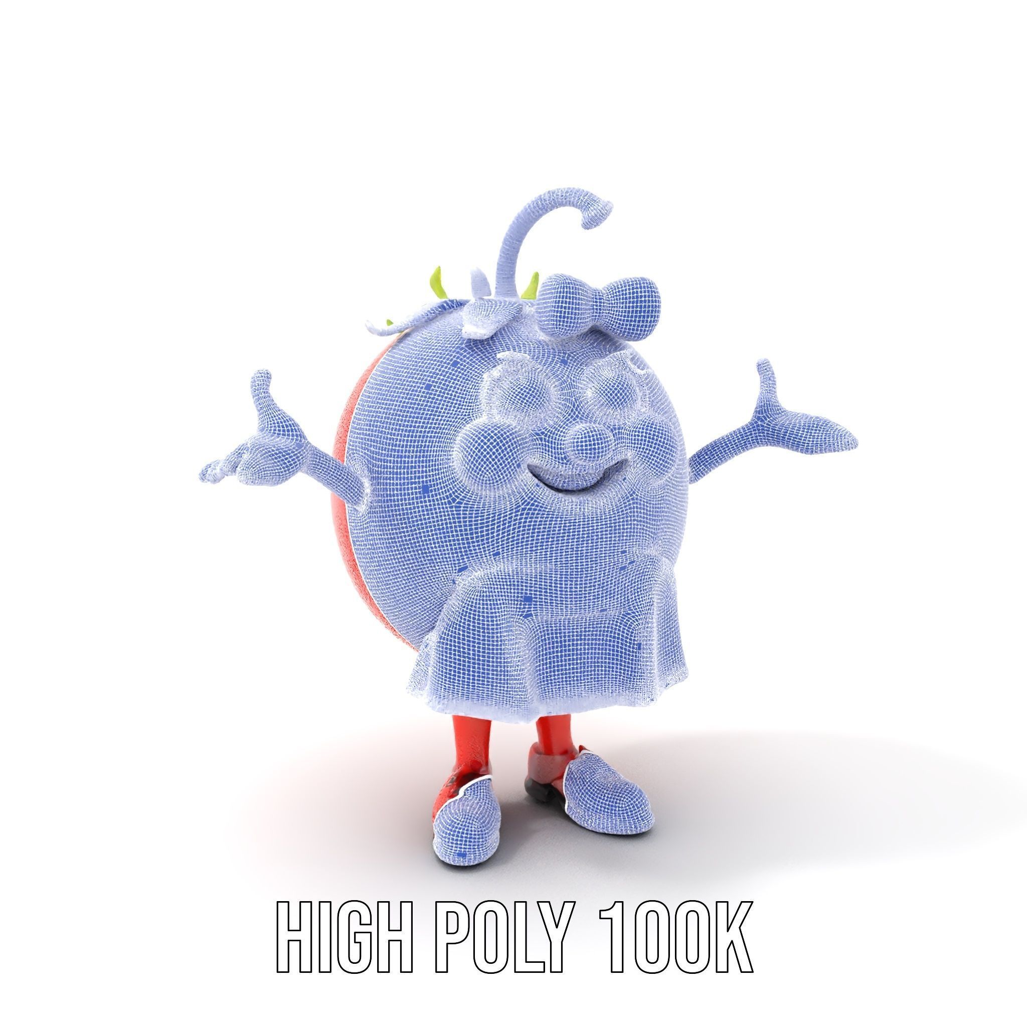 Cheerful Tomato Character Rigged and Animated Low-poly 3D model_4
