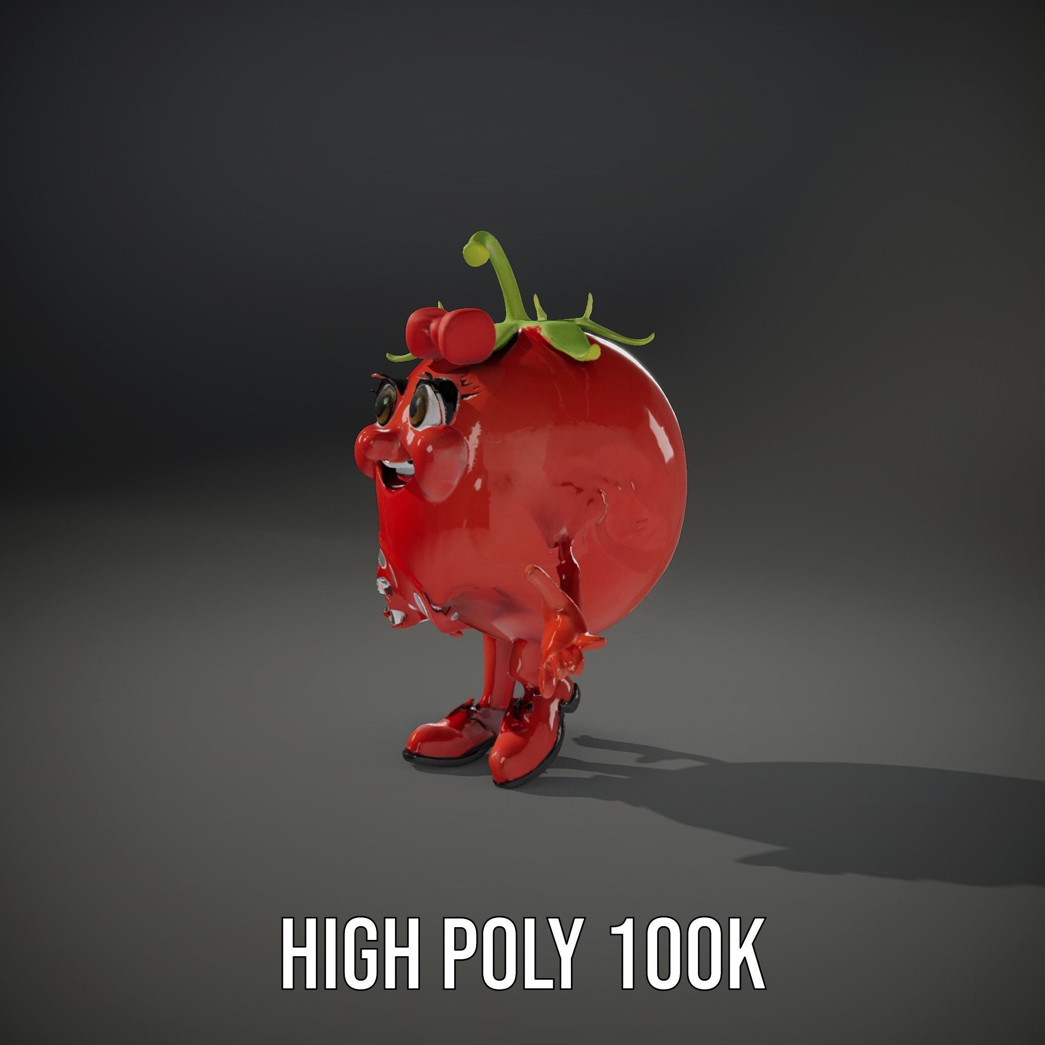 Cheerful Tomato Character Rigged and Animated Low-poly 3D model_31