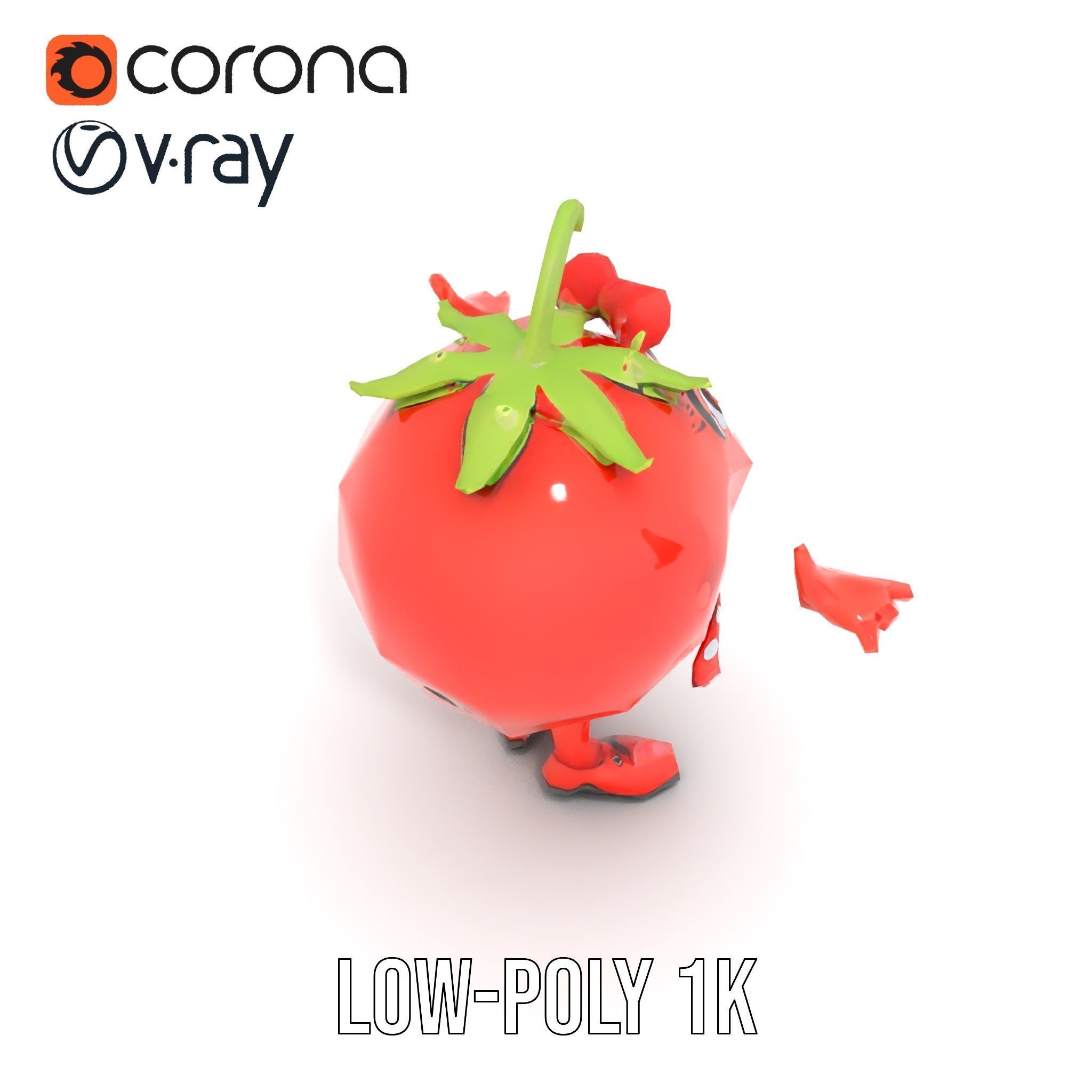 Cheerful Tomato Character Rigged and Animated Low-poly 3D model_18