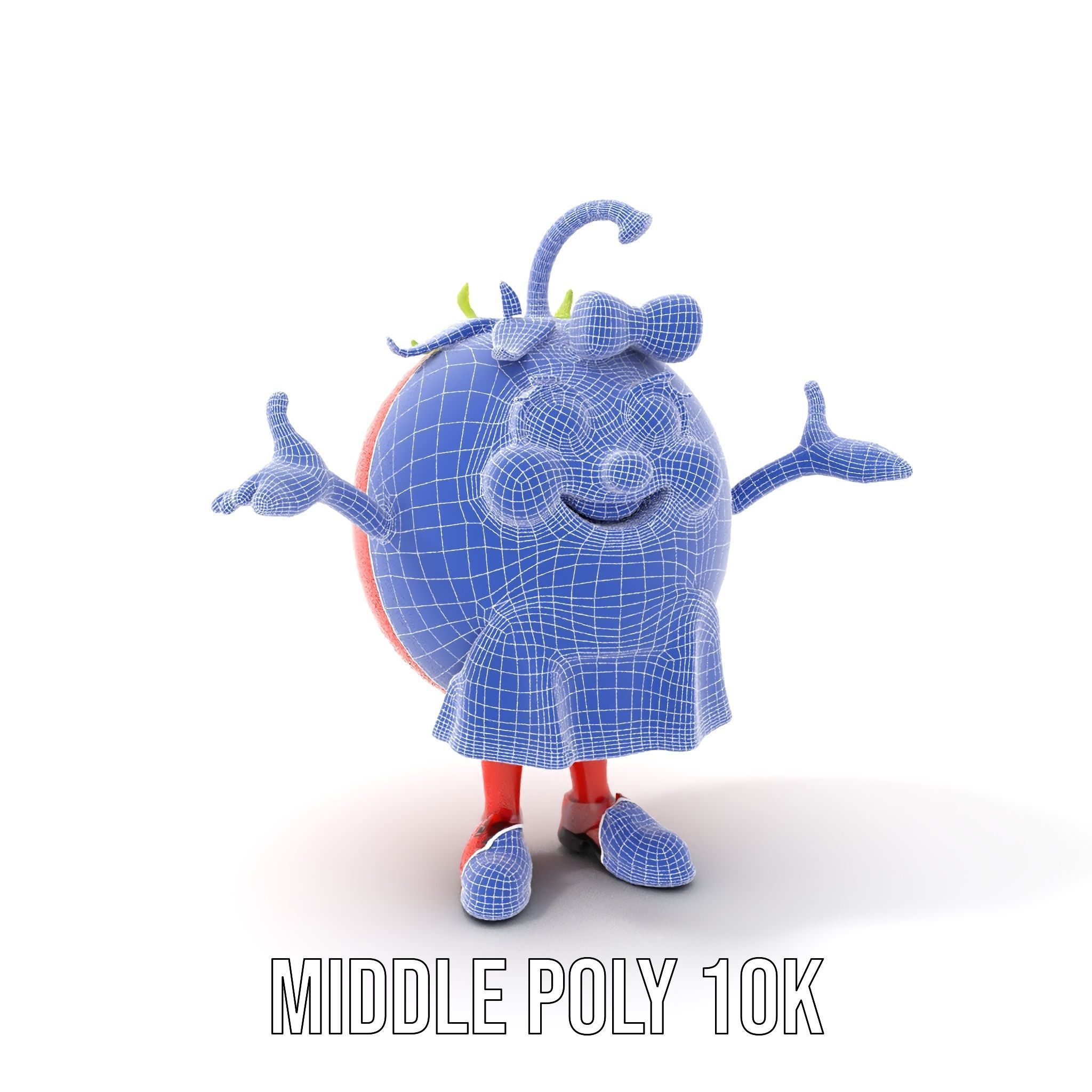 Cheerful Tomato Character Rigged and Animated Low-poly 3D model_15