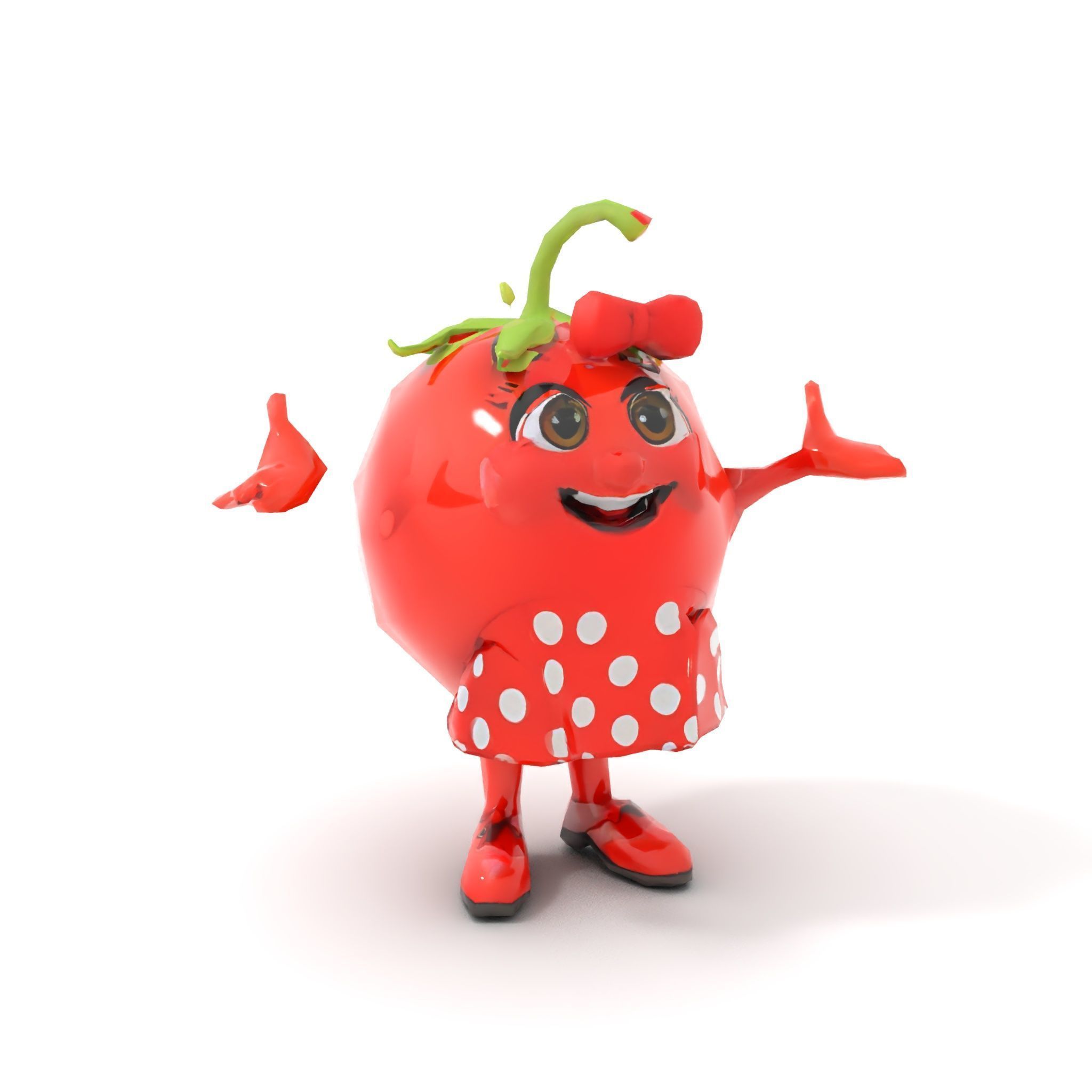 Cheerful Tomato Character Rigged and Animated Low-poly 3D model_10