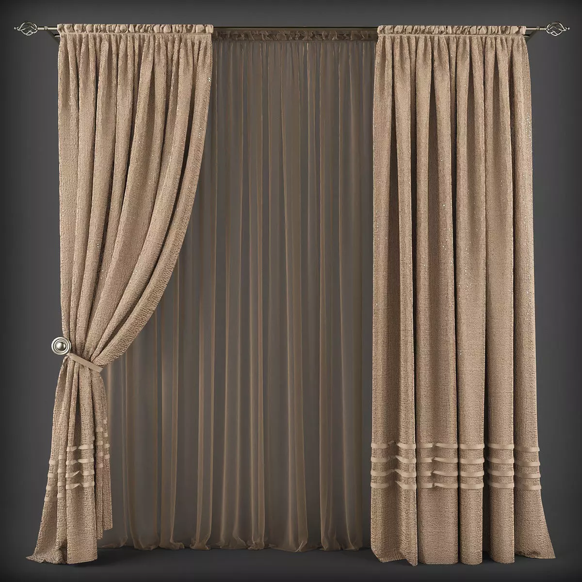 Curtain 3D model 196 Low-poly 3D model_0