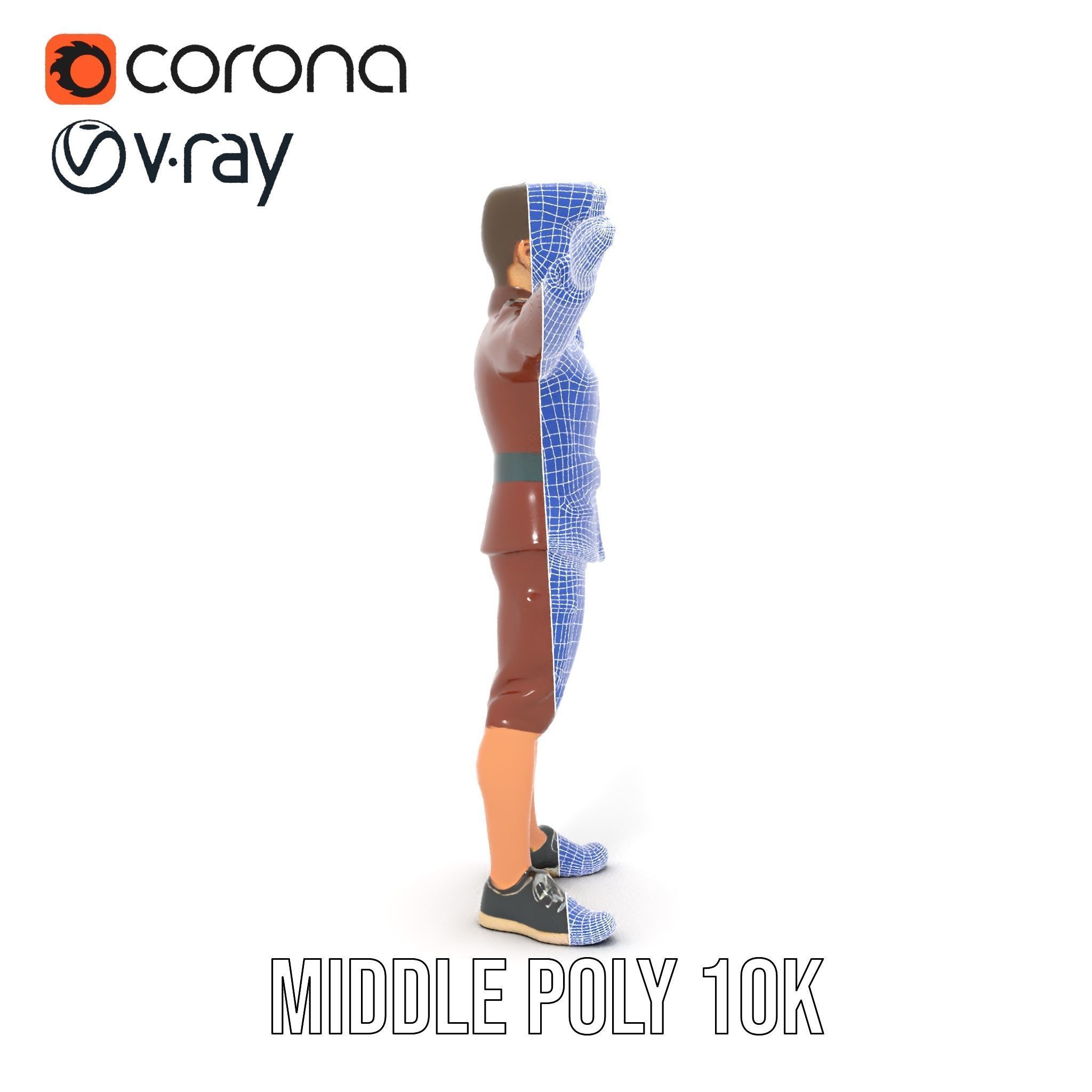 Animated D Character Model in Brown Uniform  Rigged and Animated Low-poly 3D model_33