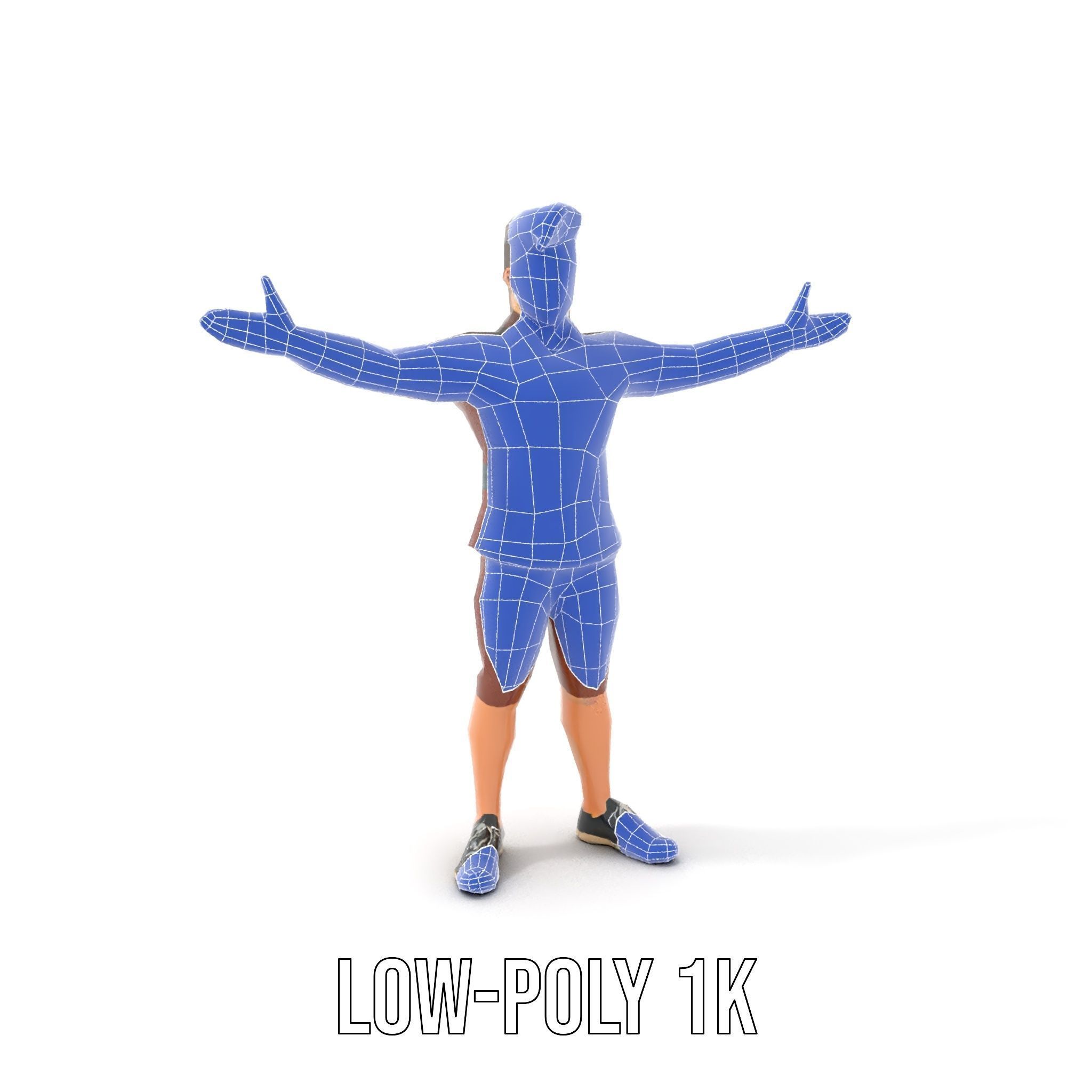 Animated D Character Model in Brown Uniform  Rigged and Animated Low-poly 3D model_16