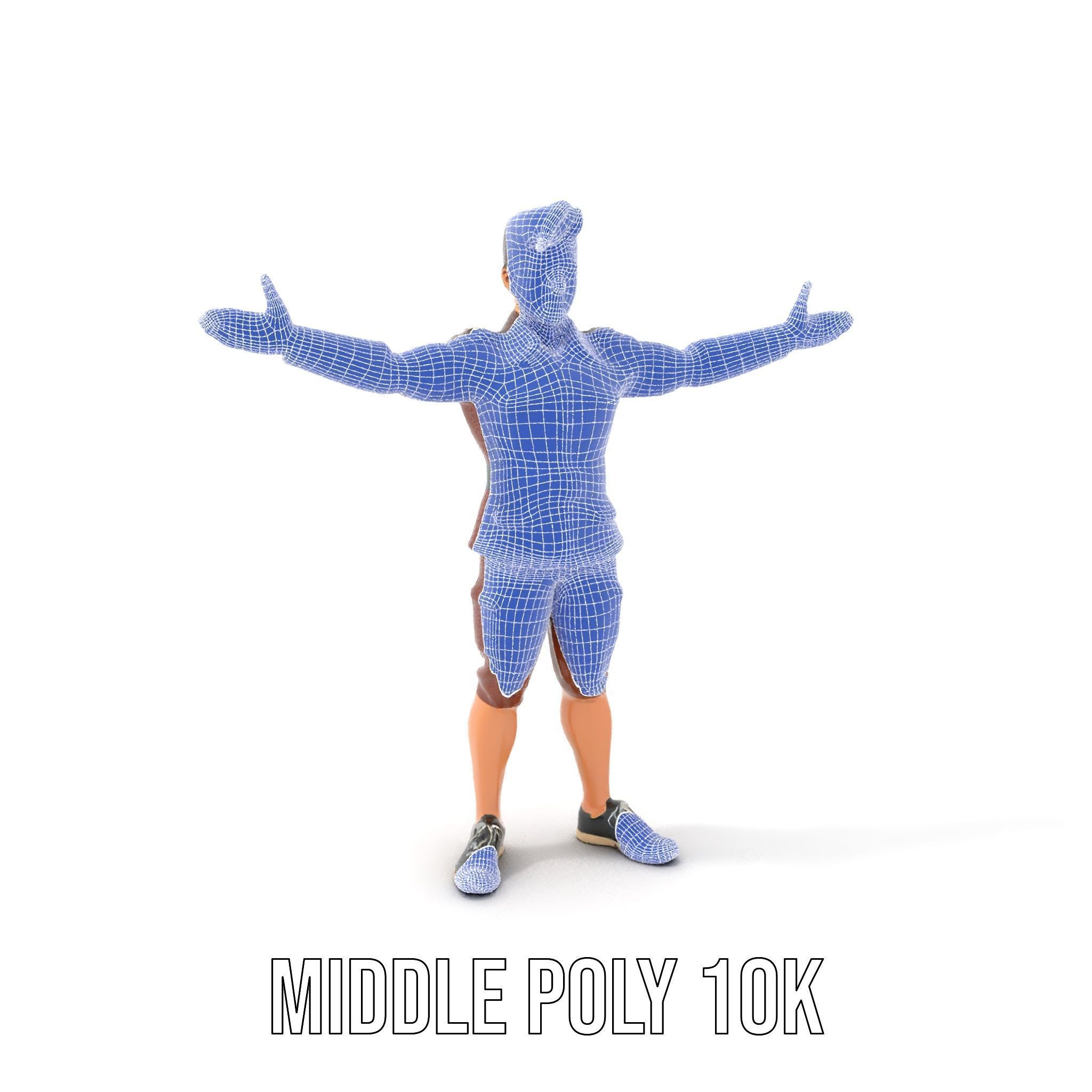 Animated D Character Model in Brown Uniform  Rigged and Animated Low-poly 3D model_24