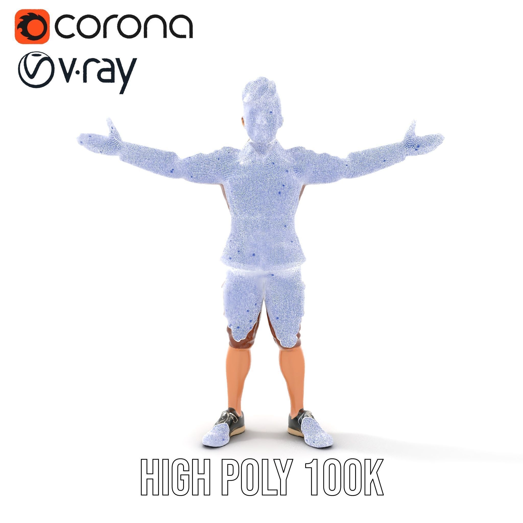 Animated D Character Model in Brown Uniform  Rigged and Animated Low-poly 3D model_29