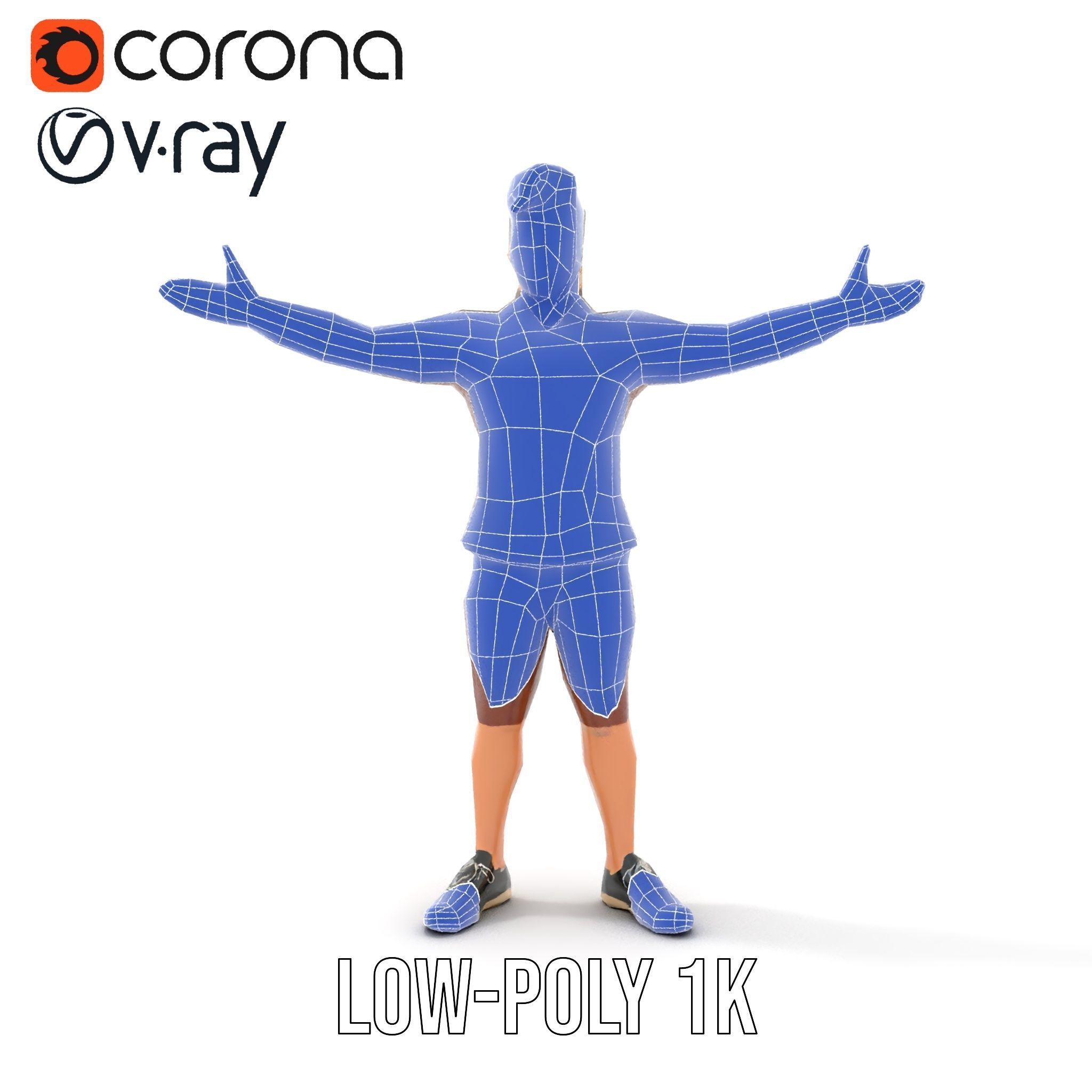 Animated D Character Model in Brown Uniform  Rigged and Animated Low-poly 3D model_19