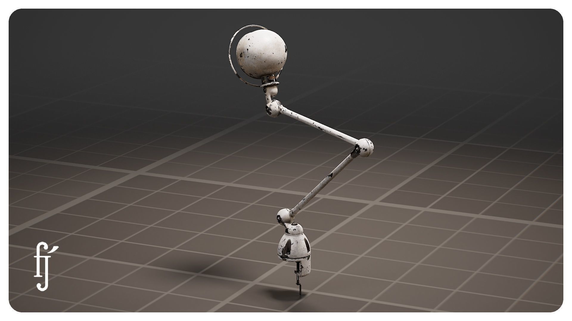 Articulated Desk Lamp - Industrial Architect Clamp Light 3D model_1