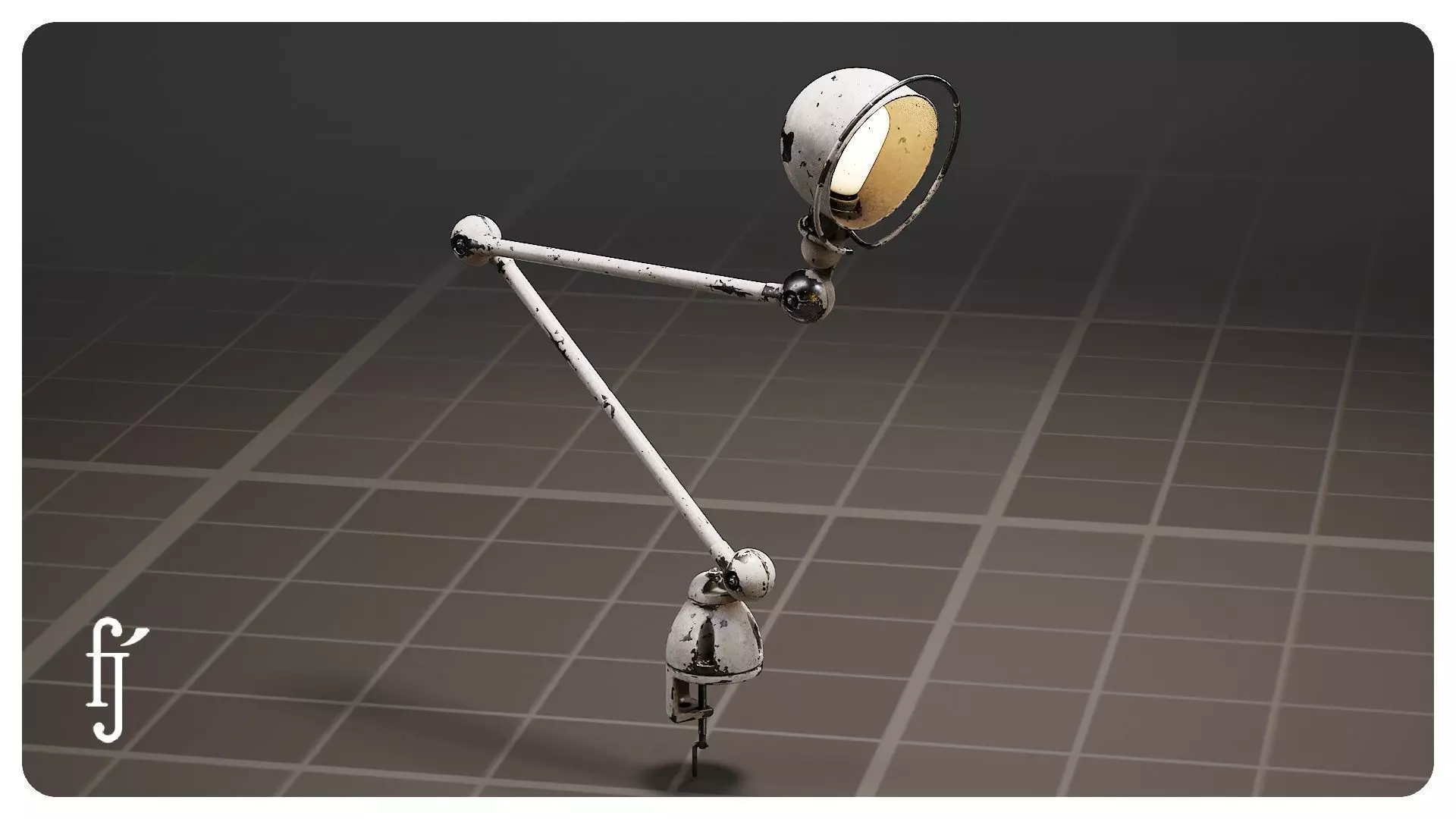 Articulated Desk Lamp - Industrial Architect Clamp Light 3D model_0