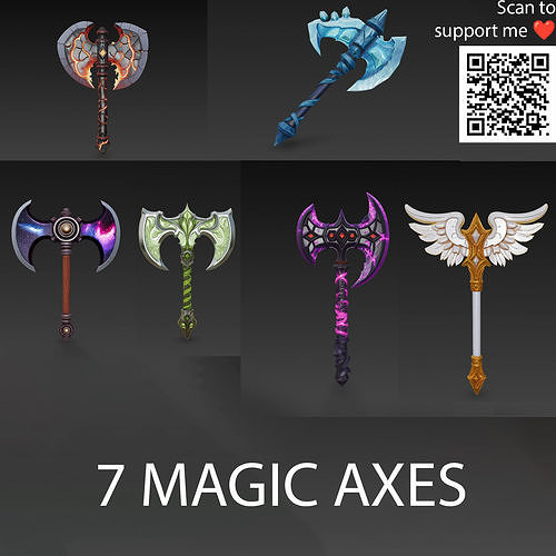 Fantasy Axes Collection Free low-poly 3D model