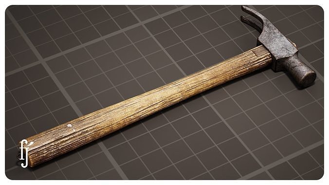 Classic Claw Hammer with Weathered Wood Handle Low-poly 3D model