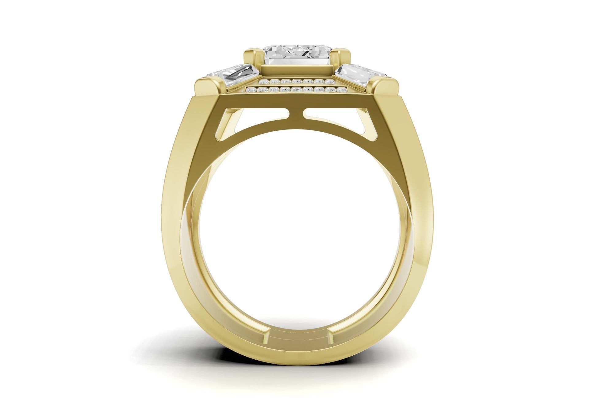 Emerald Shape with Emerald Baguette Diamond - Championship Ring 3D print model_21