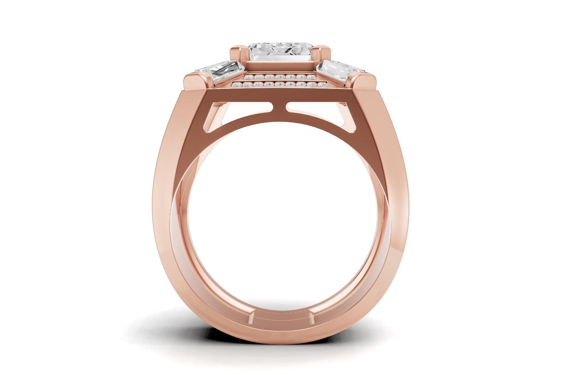 Emerald Shape with Emerald Baguette Diamond - Championship Ring 3D print model_20