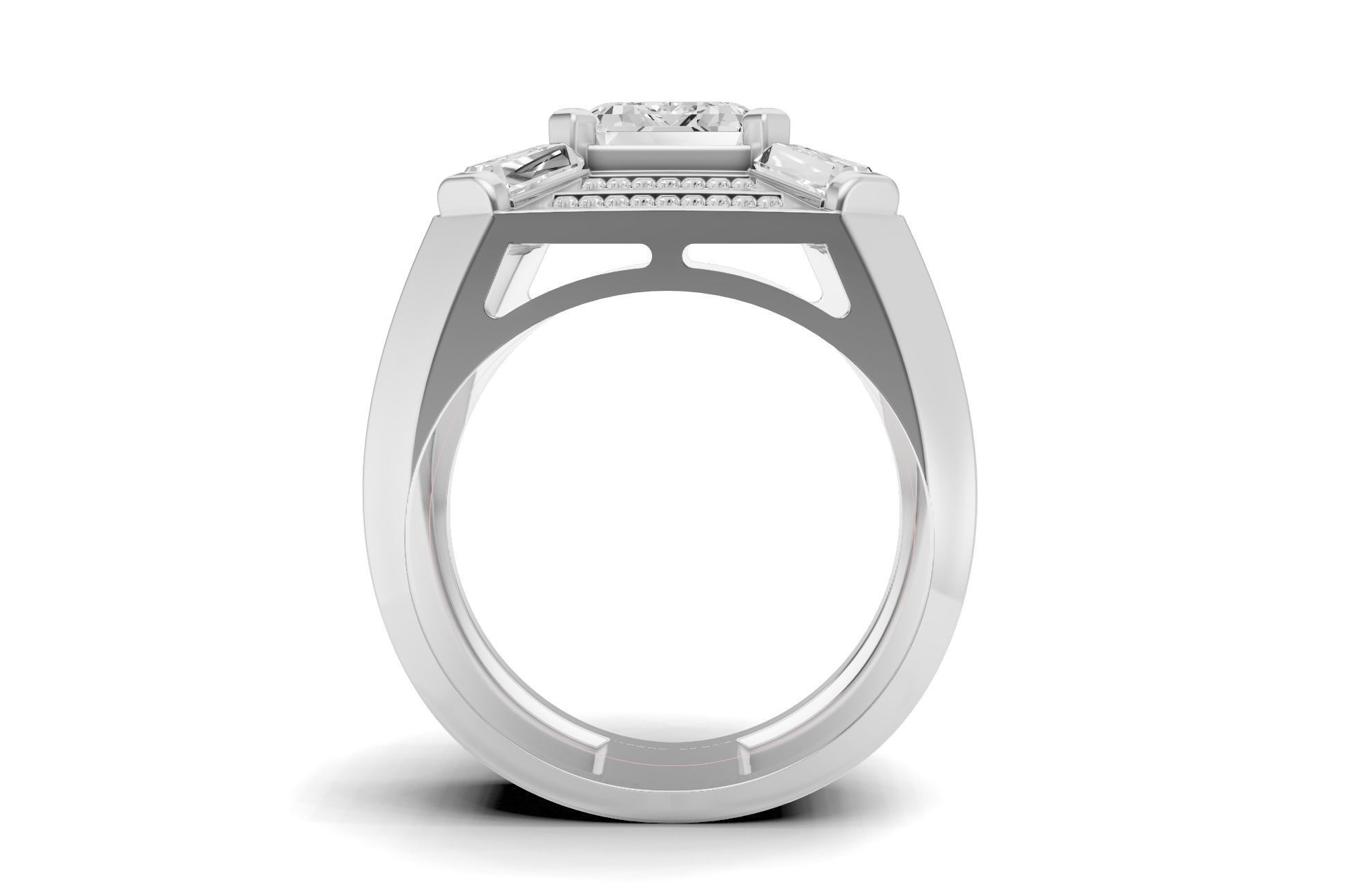 Emerald Shape with Emerald Baguette Diamond - Championship Ring 3D print model_19